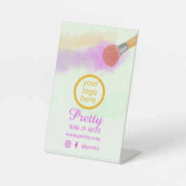 Waterverf Make Up Brush Kleurrijk Reclamebord Met Voetstuk
