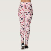 Waterverf make-up patroon met roze bloemen leggings (Achterkant)