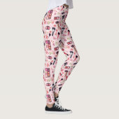 Waterverf make-up patroon met roze bloemen leggings (Rechts)