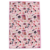 Waterverf make-uppatroon met roze bloemen medium cadeauzakje (Voorkant)