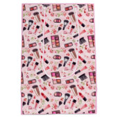 Waterverf make-uppatroon met roze bloemen medium cadeauzakje (Achterkant)