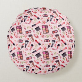 Waterverf make-uppatroon met vrouwelijke charme rond kussen