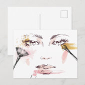 Waterverf Makeup Face Briefkaart (Voorkant / Achterkant)