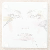 Waterverf Makeup Face Glazen Onderzetter (Achterkant)