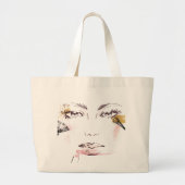 Waterverf Makeup Face Grote Tote Bag (Voorkant)