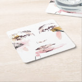 Waterverf Makeup Face Kartonnen Onderzetters (Schuin)