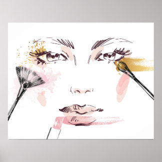 Waterverf Makeup Face Poster
