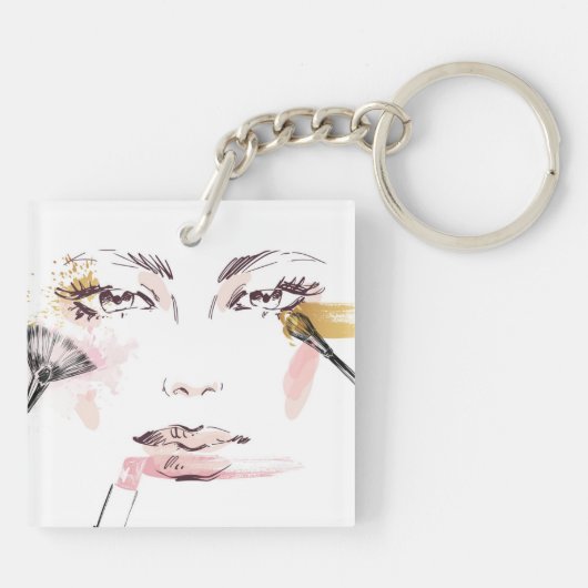 Waterverf Makeup Face Sleutelhanger (Achterkant)