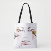 Waterverf Makeup Face Tote Bag (Voorkant)