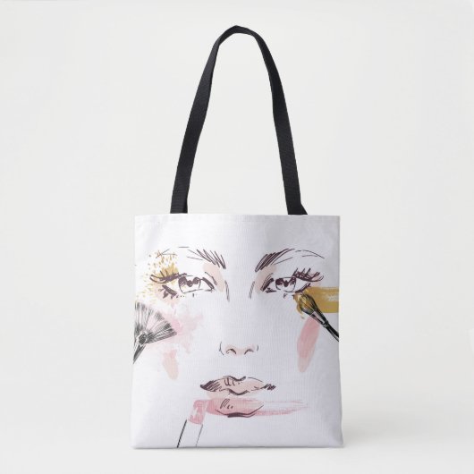 Waterverf Makeup Face Tote Bag (Voorkant)