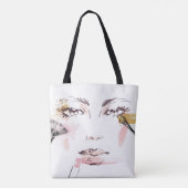 Waterverf Makeup Face Tote Bag (Achterkant)