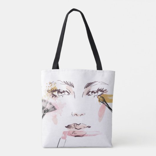 Waterverf Makeup Face Tote Bag (Achterkant)
