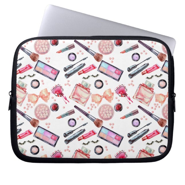 Waterverf Makeup Patroon Laptop Sleeve (Voorkant)