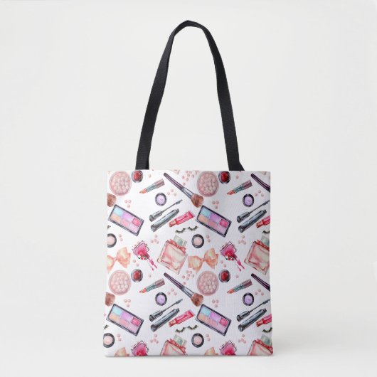 Waterverf Makeup Patroon Tote Bag (Voorkant)