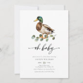 Waterverf Mallard Duck Baby shower Kaart (Voorkant)