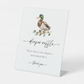 Waterverf Mallard Duck Baby shower Luier Raffle Reclamebord Met Voetstuk (Voorkant)