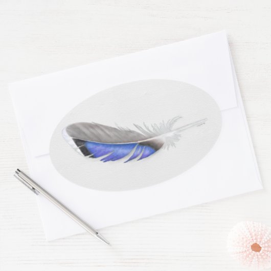 Waterverf Mallard Duck Feather Ovale Sticker (Envelop)