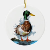 Waterverf Mallard Duck Keramisch Ornament (Voorkant)