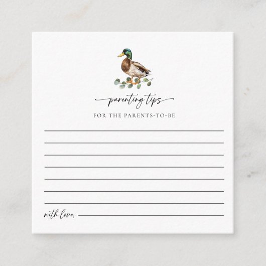 Waterverf Mallard Duck Ouderschap Tips Informatiekaartje (Voorkant)