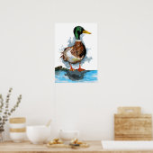 Waterverf Mallard Duck Poster (Keuken)