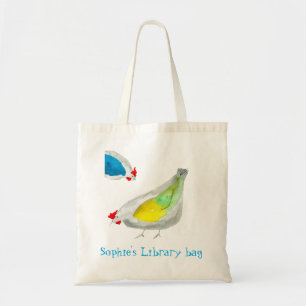 Waterverf malle kippen bibliotheek naam tote bag