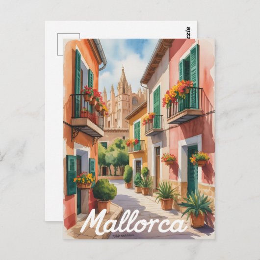 Waterverf Mallorca Briefkaart (Voorkant / Achterkant)