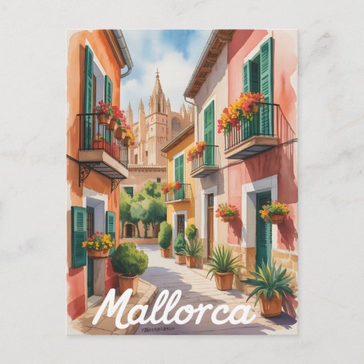 Waterverf Mallorca Briefkaart (Voorkant)