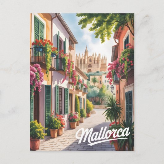 Waterverf Mallorca Palma Briefkaart (Voorkant)