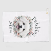 Waterverf Maltees en Floral Wreath Golfhanddoek (Horizontaal)