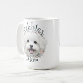 Waterverf Maltees en Floral Wreath Koffiemok (Voorkant links)