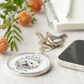 Waterverf Maltees en Floral Wreath Sleutelhanger (Zijkant)