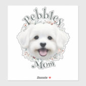 Waterverf Maltees en Floral Wreath Sticker (Vel)