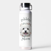 Waterverf Maltese en Floral Krans Waterfles (Achterkant)