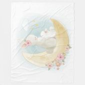 Waterverf Mam en baby konijnen op maan Fleece Deken (Voorkant)