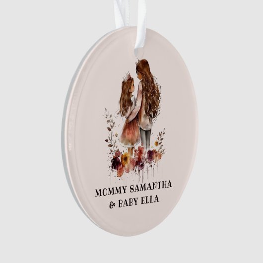 Waterverf mam en dochter (1) ornament (voorkant)