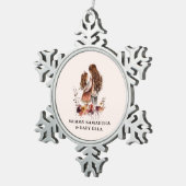 Waterverf mam en dochter (1) tin sneeuwvlok ornament (Rechts)