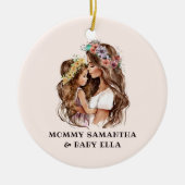 Waterverf mam en dochter (2) keramisch ornament (Voorkant)