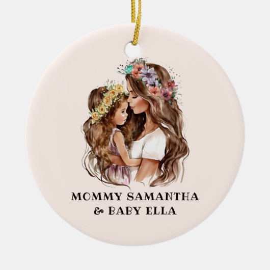 Waterverf mam en dochter (2) keramisch ornament (Voorkant)