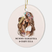 Waterverf mam en dochter (2) keramisch ornament (Links)