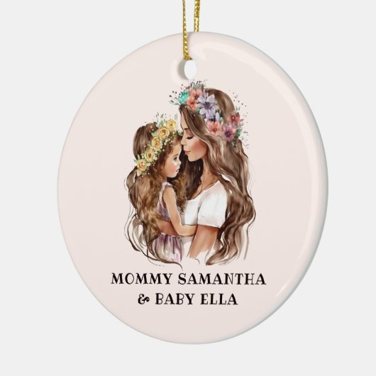 Waterverf mam en dochter (2) keramisch ornament (Links)