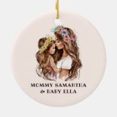 Waterverf mam en dochter (2) keramisch ornament (Achterkant)