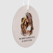 Waterverf mam en dochter (2) ornament (voorkant)