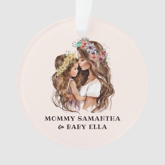 Waterverf mam en dochter (2) ornament (voorkant)