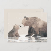 Waterverf Mama Beer & Cub Schattigee Moederdag Briefkaart (Voorkant / Achterkant)