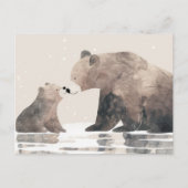 Waterverf Mama Beer & Cub Schattigee Moederdag Briefkaart (Voorkant)