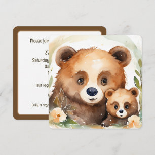 Waterverf Mama Beer en Baby Kaart