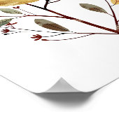 Waterverf Mama Bird & Chick Whimsical kinderkamer Poster (Hoek)