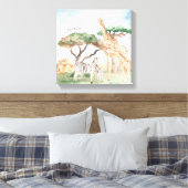 Waterverf mama en Baby Afrikaanse dieren Canvas Afdruk (Insitu (Slaapkamer))