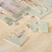 Waterverf mama en Baby Afrikaanse dieren Legpuzzel (Zijkant)