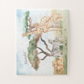 Waterverf mama en Baby Afrikaanse dieren Legpuzzel (Verticaal)